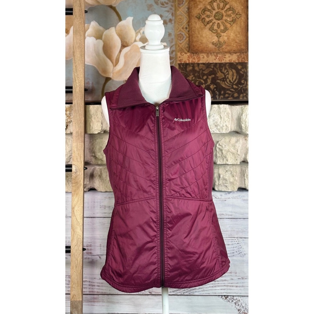 Columbia Womens Maroon Quilted Insulated Full Zip Vest Size Medium - Picture 3 of 8